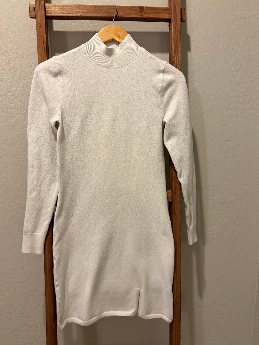 Abercrombie & Fitch White Mock Neck Sweater Dress Small Slit Bodycon